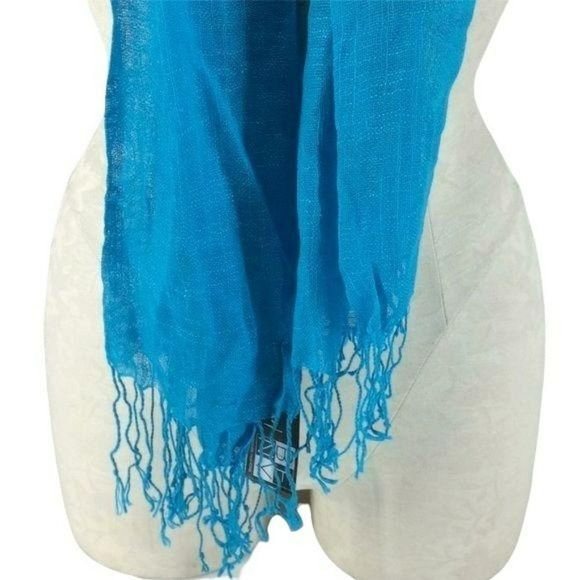 Berkshire Fashions blue sheer lightweight Wrap accessory Scarf 18x64 - Picture 2 of 5